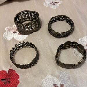 paparazzi Antique Bronze Filigree Bracelet Set - Dark Bronze